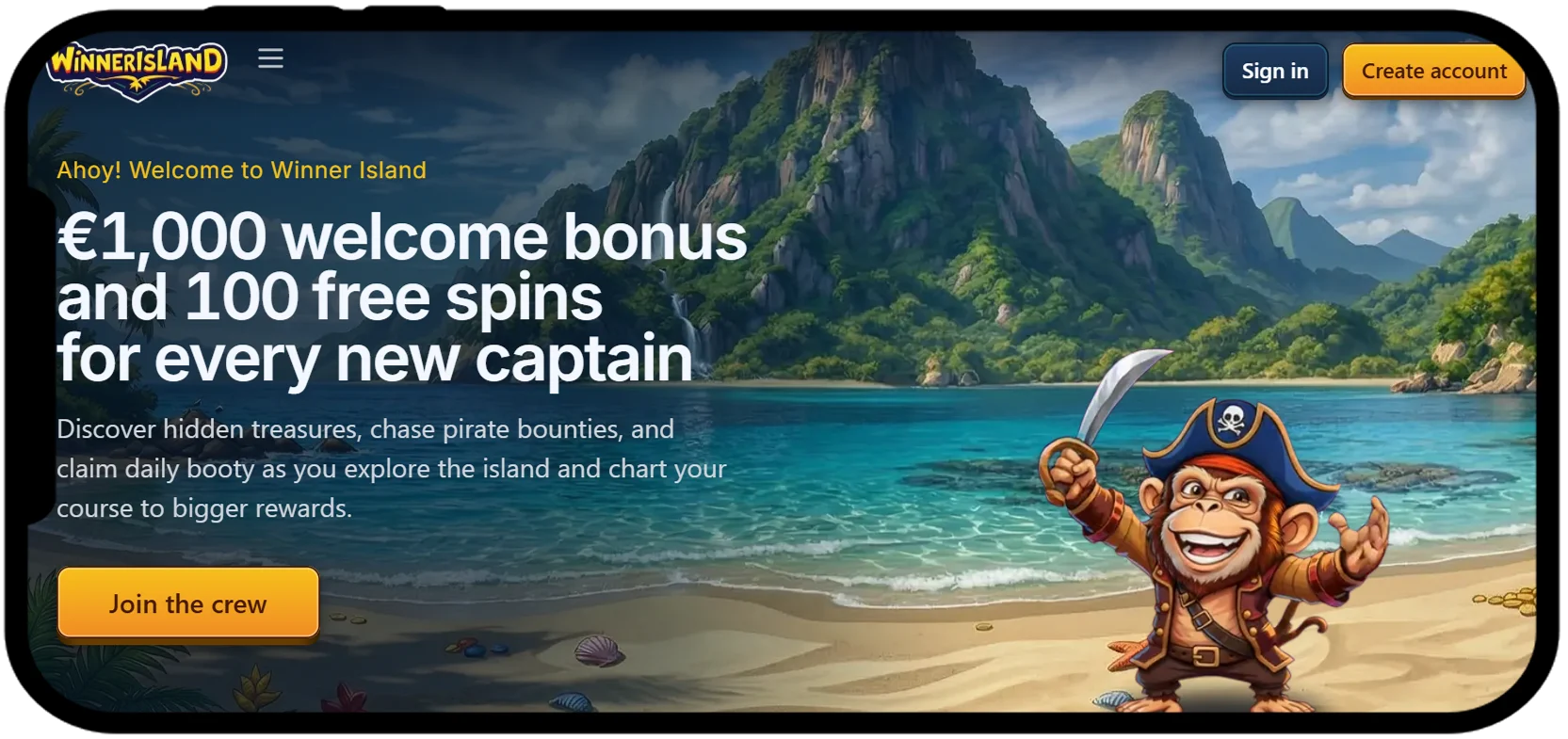 Winnerisland - Bonus €1 000 i Szybkie Wypłaty Krypto dla Graczy z Polski